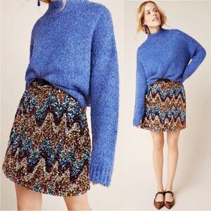 Anthropologie Maeve Zig Zag Sequin Skirt